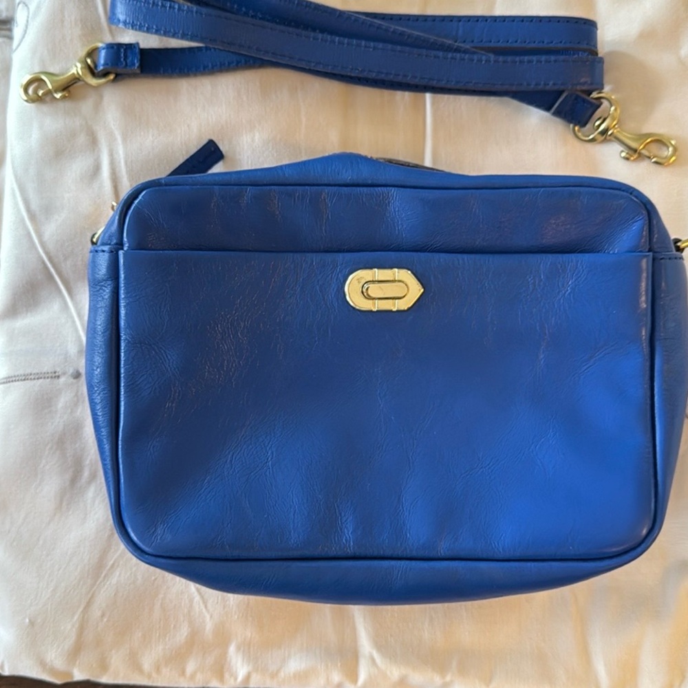 Clare V Blue Leather Crossbody Bag
